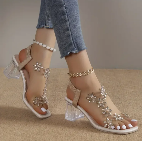 Winona - Flower Rhinestone Heel