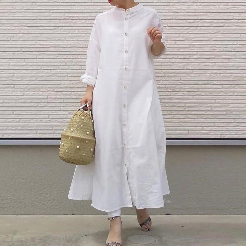 Erma™ - Buttoned Long Shirt Dress