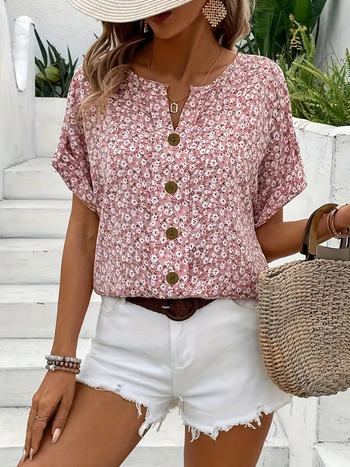 Ivy™ - Floral Button-Up Blouse