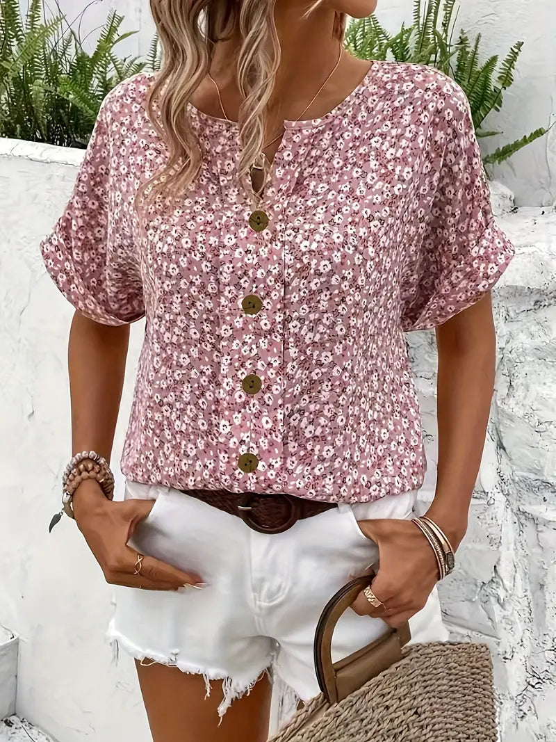 Ivy™ - Floral Button-Up Blouse