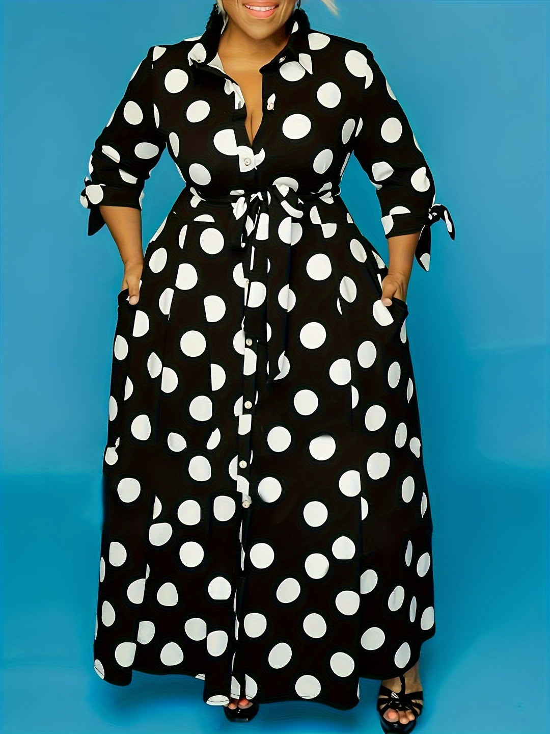 Aliyah™ - Elegant Polka Dot Dress