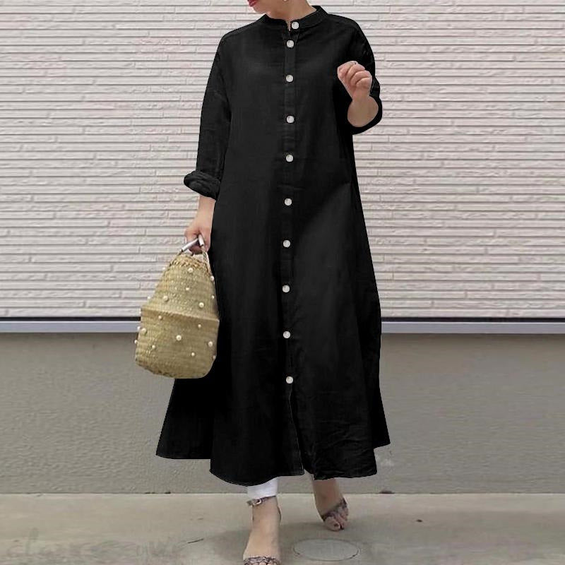 Erma™ - Buttoned Long Shirt Dress