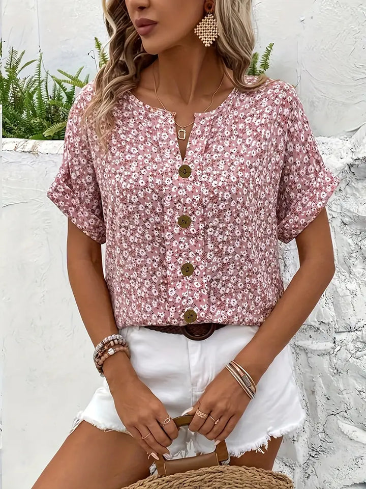 Ivy™ - Floral Button-Up Blouse