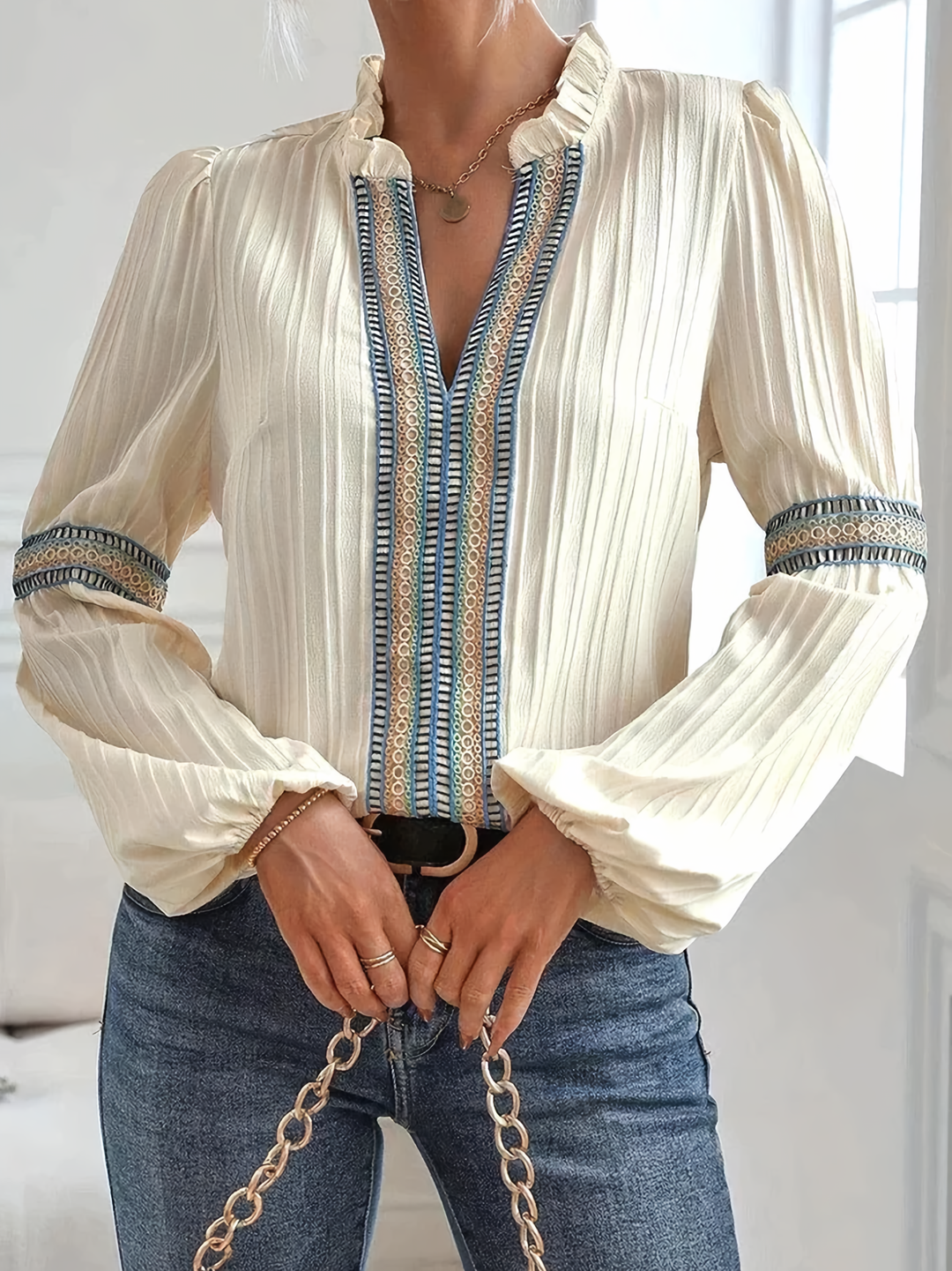 Zariah™ - Pleated V-Neck Blouse