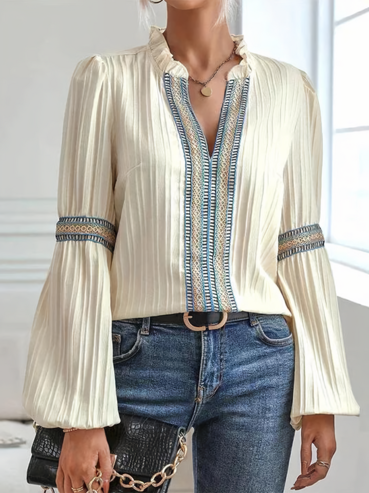 Zariah™ - Pleated V-Neck Blouse