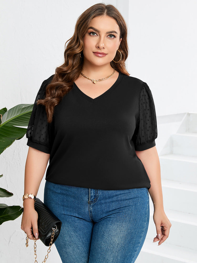 Rhianna™ - Elegant Puff-Sleeve V-Neck Top