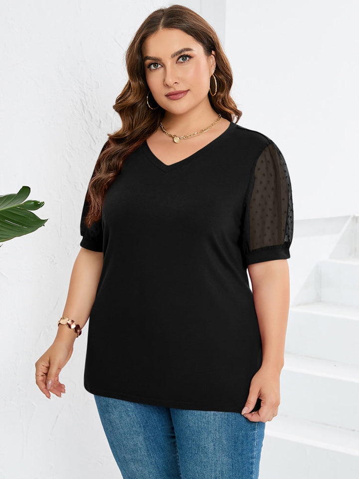 Rhianna™ - Elegant Puff-Sleeve V-Neck Top