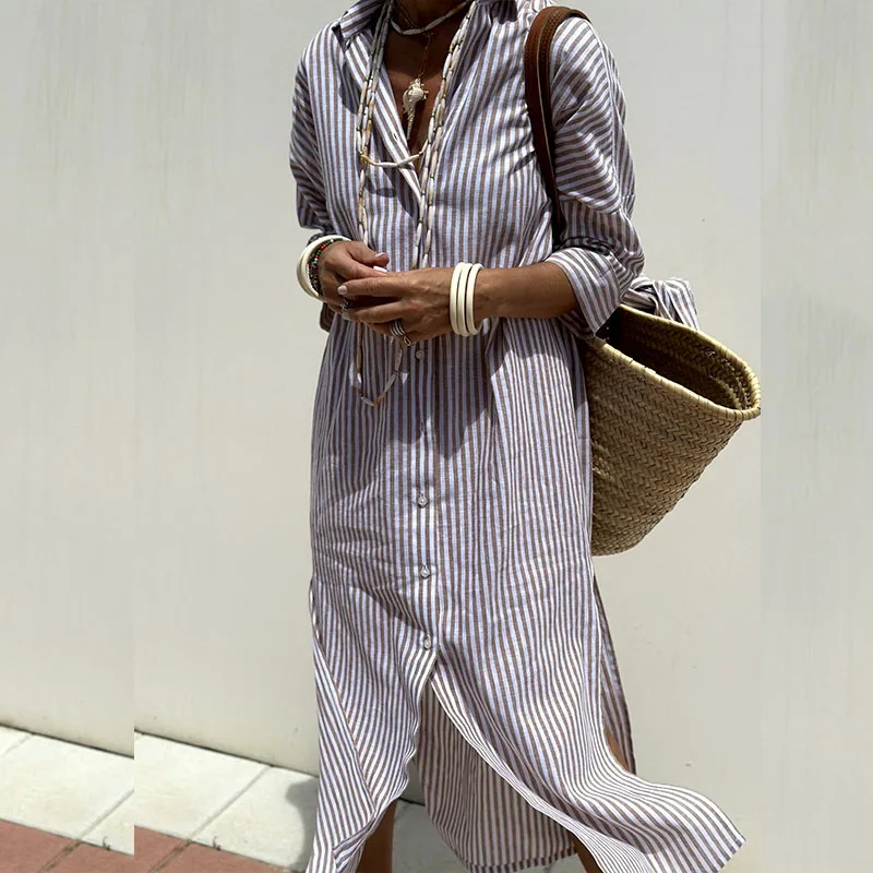 Mary™ - Striped Shirt Dress