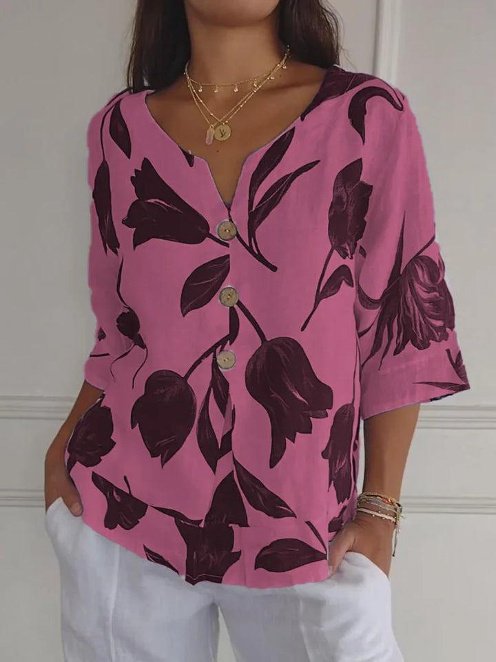 Brianna™ - Floral Button-Up Blouse